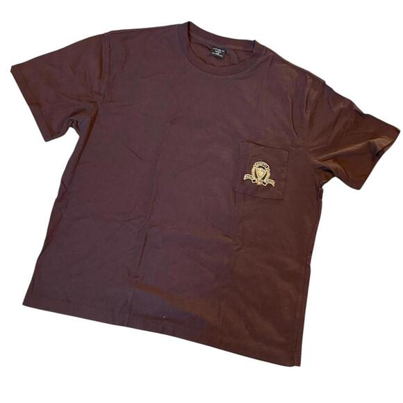 Cotton On Loose Fit Pocket Tee Brown Embroidered Crest T-Shirt Men’s Large - Picture 1 of 4